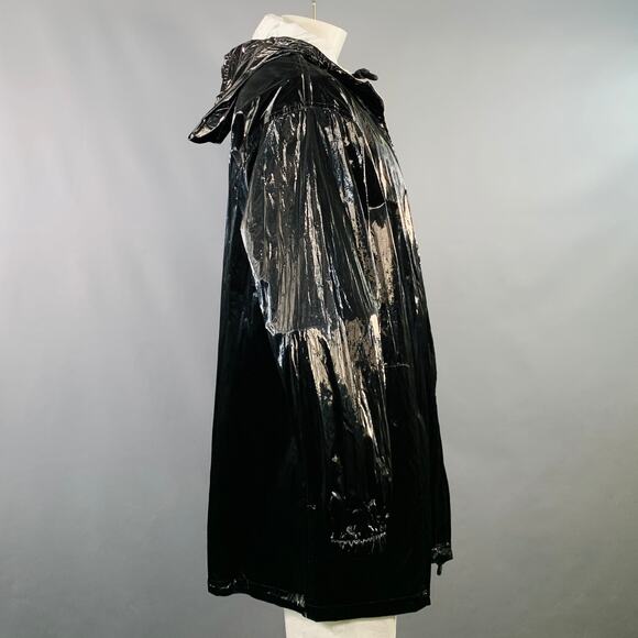DRIES VAN NOTEN Size L Black White Polyethylene Blend Zip Up  Hooded Coat - Picture 2 of 7